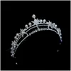 Headpieces Bruden Headwear Pearl Star Crown Alloy Dubbel lager Rhinestone Princess Hair Prydnad Bröllopsklänning Tillbehör i lager D DHJZX