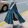 Skirts Korea Style Women Streetwear Linen Cotton Long Pleated Asymmetry Maxi Beach Boho Vintage Autunm Skirt 5XL 6XL