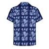 Men's Casual Shirts Blue Shells Blouses Male Vintage Print Hawaiian Short Sleeve Graphic Novelty Oversized Vacation Shirt Gift Idea