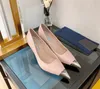 Designer High Heels Sandals For Women Metal Iron Head Triangle Pumps Shoes 2023 New Pointed Thin Heel Color Matching Dress Shoes