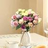 Decorative Flowers 10 Head Artificial Flower Silk Roses Bouquet White Peony Fake Wedding Table Decoration Party DIY Vases Home Decor