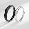 Cluster Rings 1 Pair Black White Rhombus Copper Plated Platinum Overlap Opening Couple Student Men Women Adjustable Finger Jewelry