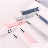 Gel Pens 1Pcs 0.35Mm Pig Bear Cat Mouse Erasable Pen School Office Supplies Kawaii Stationery Gift Washable Handle Blue Black Ink Dr Dhgd9