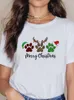 T-shirts pour femmes Vacances de Noël Père Noël Femmes Chemise Imprimer À Manches Courtes Lady Vêtements Porter T-shirt Graphique Femme Casual T-Shirts