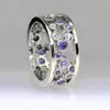 Cluster Rings Huitan Hollow Out Big Small Blue White Stone Alternate Design Women Finger Ring Dance Party Versatile Style Fashion Jewelry