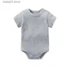 Barboteuses nouveau-né bébé garçon vêtements une pièce couleur unie bébé fille body manches courtes coton 3-24 mois épaule boucle barboteuse T230529