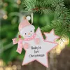 Maxora personlig baby första jul ornament blå pojke rosa tjej stjärna som hantverk souvenir för natal baby gåvor