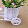 Decorative Flowers Rattan Bike Vase With Silk Colorful Mini Rose Flower Bouquet Daisys Artificial Flores For Home Wedding Decoration