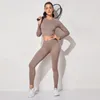 Yoga outfit kvinnors sportkläder yoga set träning kläder atletiska bär sport gym benen sömlös fitness bh skörd topp långärmad yogasträkt 230526