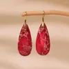 Dangle Earrings Red Sea Sediment Earrings-ティアドロップヒーリングイヤリング -  gemstoneイヤリング - 平和不安救援ギフト