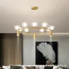 Candelabros, lámpara de araña moderna para sala de estar/cocina, bola de cristal nórdica, iluminación, accesorio de iluminación creativo para comedor