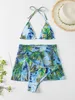 Costumi da bagno 3 pezzi Bikini con stampa tropicale Halter 2023 Costume da bagno Gonna da spiaggia Triang Costumi da bagno Donna Bagnanti Costume da bagno Fa AA230529