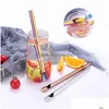 Drinking Straws Milk Tea St Food Grade Stainless Steel Bubble Smoothies Sts Sharp Reusable Boba Summer Party Accessory Drop Delivery Dhtsu