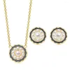 Orecchini collana set fascino vintage estetico per le donne oro giallo colore imitazione orecchino di perla regalo di Natale gioielli gioielli S540-1