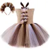 Gym Kleding Babymeisjes Halloween Animal Cosplay Kostuum Kinderen Lion Puppy Bee Elk Frog Bear -kostuums voor Zoo Party Dress Up Tutu -jurken