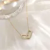Цепи Light Luxury Flash Shiny Diamond Geometric Squar Pendant Pendant Женская модное ожерелье Клавику