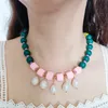 Vintage Blanc Perle Charmes Chaîne Collier Ras Du Cou pour Maman y2k Esthétique Goutte D'eau Pendentif Perles En Bois Dames Filles Femmes Bijoux Accessoires Cadeau Fête Des Mères