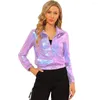 Women's Jackets Women Shiny Holographic Laser Coats Long Sleeve Jakcet Elastic Hem Sexy Club Zip Clothes Winter Nightwear S-7XL