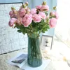 Fleurs décoratives Artificielle Rose Pivoine Soie DIY Longue Branche 3 Têtes Pivoines Faux Faux Mariage Scène Toile de Fond Decoratio