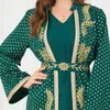 Ethnic Clothing Luxury Green Muslim Set For Women Ramadan Arabic Femme Embroidery Abaya Dress Islamic Jalabiya Turkey Moroccan Kaftan