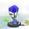 Altre forniture per feste festive Rose in cupola di vetro su base in legno con luce calda San Valentino Anniversario Regalo di compleanno Drop Deliver Dhs02