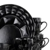 Elama Retro Chic 16-stycken glaserad servis uppsättning i svart