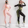 Traje de yoga Mujeres sin costura Conjuntos de yoga Deporte femenino Trajes de gimnasia Ropa para correr Mujeres Fitness Deporte Gimnasio Conjunto Mujeres Ropa de yoga de manga larga 230526