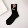 Women Socks Crew Kawaii Floral Floral Colorido Cotton Harajuku de alta qualidade Girls Fashion Fashion Fashion