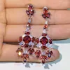 Dangle Earrings Solid S925 Sterling Silver Rubellite Earring Female Aros Mujer Oreja 925 Jewelry Origin Red Drop Girls