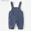 Rompers Fashion Baby Denim Pants Spring Enfant Bojowal Rompers Baby Boy Spodnie dla małego szkieletowego dżinsowe ubrania dla dzieci T230529