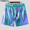 Męskie spodenki Inderun 2023 Style amerykański błyszczące tkanina Męska Dual Color Shorts Fashion Casual Party Hot Sprzedawanie gumowych talii krótkie S-5xl L230520