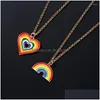 Hanger kettingen druppellegering regenboog hart ketting accessoires mode metalen sieraden hoge kwaliteit niet vervagen gemakkelijk te laten vallen levering p dhyhz