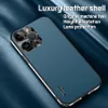 حالة iPhone Luxury Edge Leather Leather For iPhone 15 14 Plus 12 13 11 Pro Max Phone Casing Fall Prevention Lens Glass Gload Cover