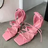 NXY Sandals Fashion Summer Ankle Lace-up Women Designer Banquet Butterfly-knot Thin High Heels Gladiator Female Shoes 230511