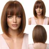 12 inch cosplay holiday women wig with full bangs and gradient gray short hair headsets available in various styles for customization