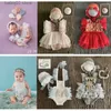 Rompers baby pasgeboren fotografie props Girl Lace Princess Dress Outfit Romper Photography Clothing Headband Hat Accessoires T230529