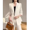 Pantaloni a due pezzi da donna HIGH STREET Est 2023 Fashion White Career Suit Set Donna Elegante doppio bottone Blazer slim fit Cappotto e gamba larga