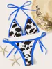 Women's Swimwear Sexy Bikini Women Summer Cow Printed Set G-String Thong Beach Triangle Suit Swimsuit Bathing Biquini 2023