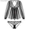 Pigiama sexy Camicia da notte sexy in mousse per donna nighite pigiameria notte intimo Pizzo filato di seta fata lingerie da notte set bradipo bianco nero T230529