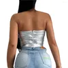 Débardeurs pour femmes femmes bustier tubulaire Style moulante récolte Fluorescent sans bretelles dos nu Slim Fit gilet été hauts fête Clubwear