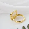 Cluster Rings Natural Mother of Pearl Shell 18K Gold Plated Ring Classic Geometric Square Design 925 Sterling Silver Opening Justerbar