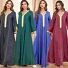 Ethnische Kleidung Abaya für Frauen Ramadan islamisches arabisches Kleid Damen V-Ausschnitt langärmelige muslimische Mode lose Dubai Türkei Rot