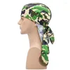 Berets unisex multifunctionele hoeden camouflage print lange staart piraat hoed modestijl hoogwaardige haarverzorging cap durag 498