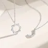 Chaînes Charme Lune Soleil Couple Collier En Acier Inoxydable Creux Papillon Coeur Pendentif Lien Chaîne Pour Femmes Hommes Famille Bijoux