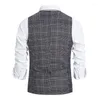 Gilets pour hommes Costume à carreaux pour hommes Plaid Smart Casual Gilet à simple boutonnage Mariage Garçons d'honneur Gilet formel Bureau Vêtements pour hommes