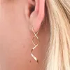 Dingle örhängen minimalistisk spiraltråd koreansk vågkurva öronlinje manschett rostfritt stål dinglande örhänge kvinnor mode smycken