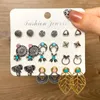 Stud Earrings Vintage Antique Silver Color Carving For Women 2023 Ethnic Alloy Piercing Jewelry Accessories