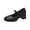 Chaussures habillées talons hauts femmes mode élégante Mary Jane en plein air marche mocassins boucle sangle noir fête grosses pompes Zapatos Mujer Q56