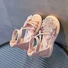 Sandálias novas meninas sandálias strass sapatos de princesa verão sandálias do miúdo sapatos desempenho moda crianças sandálias