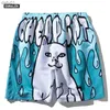 Mäns shorts 2021 Men's Funny Graffiti Cat Graphic Beach Beach Pants Street Fitness Surfing Hip Hop Shorts Running Sports Fitness Pants Men L230520